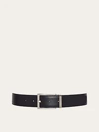 Reversible and adjustable belt with rectangular buckle