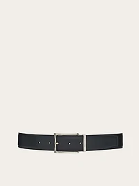 Reversible and adjustable belt with rectangular buckle