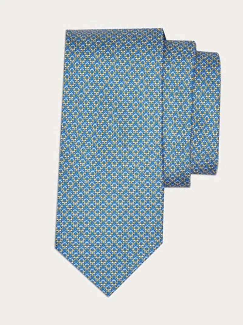Gancini print silk tie
