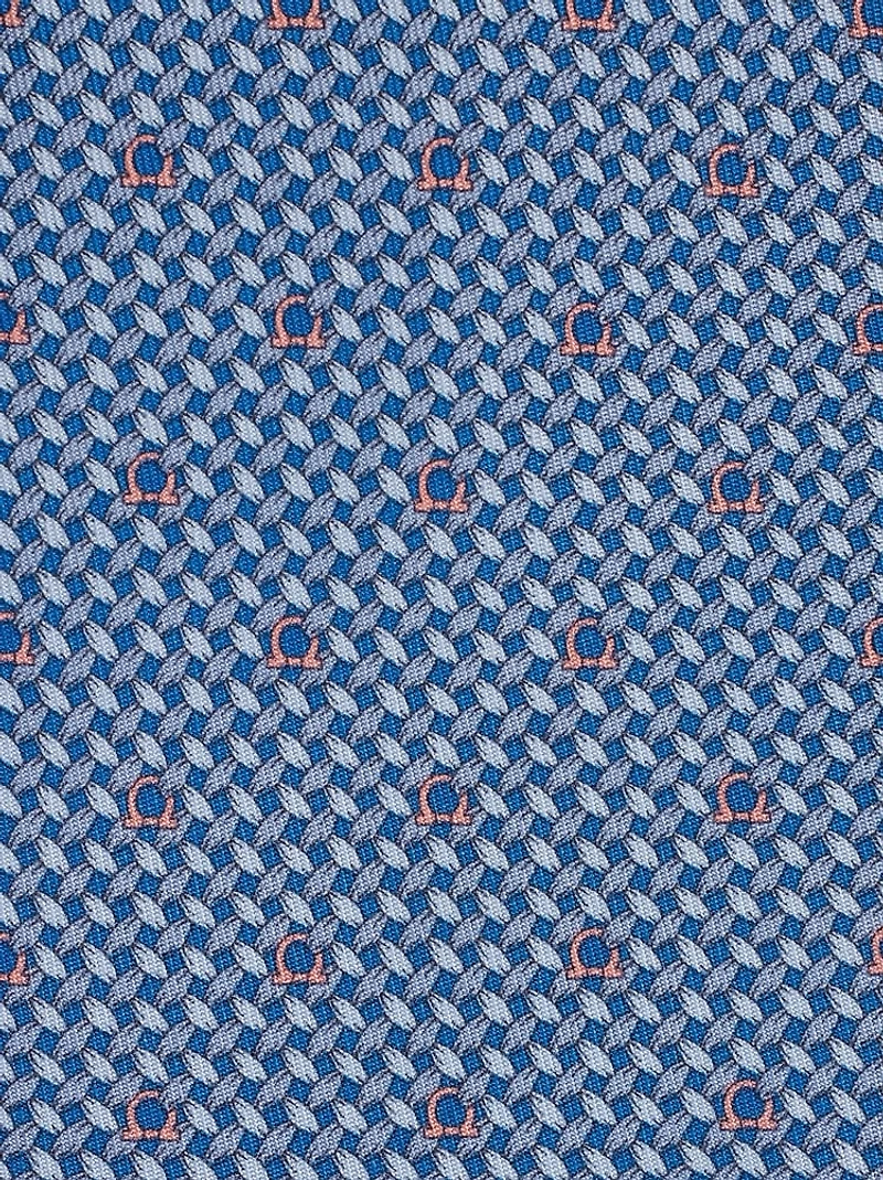 Gancini print silk tie