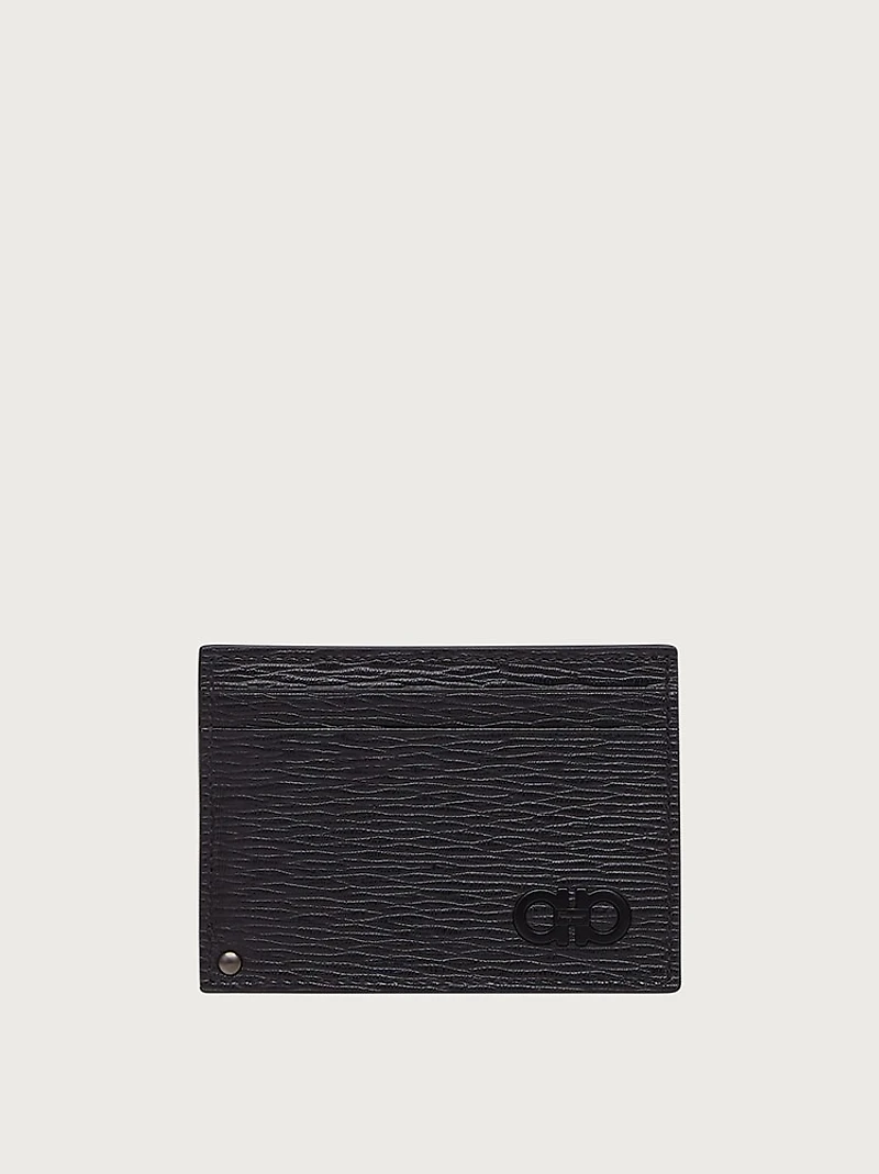 Gancini card holder with pull-out ID window