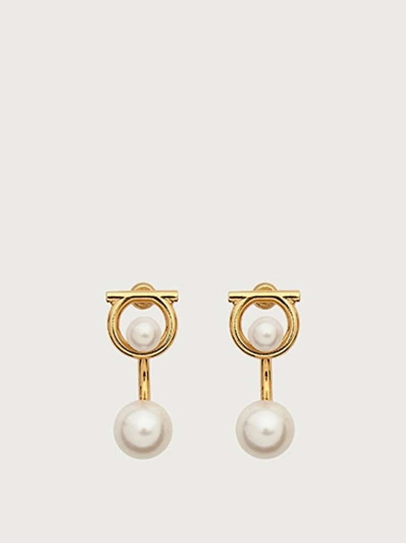 Gancini earrings with synthetic pearls