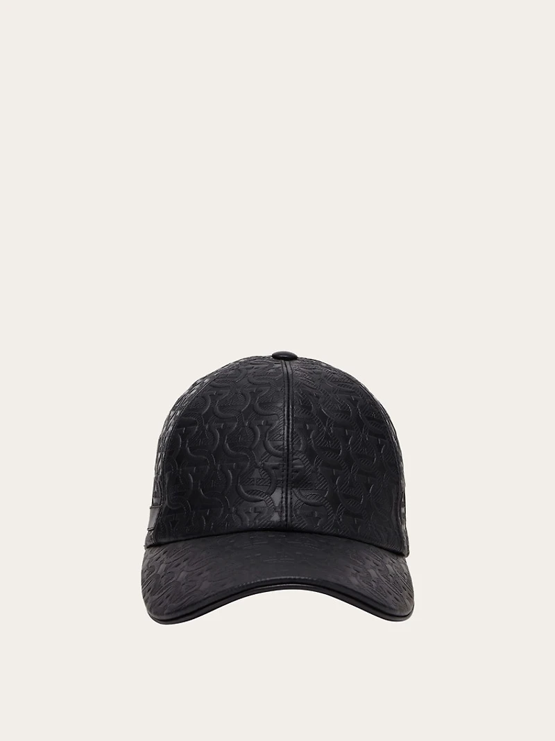 Leather Gancini baseball cap