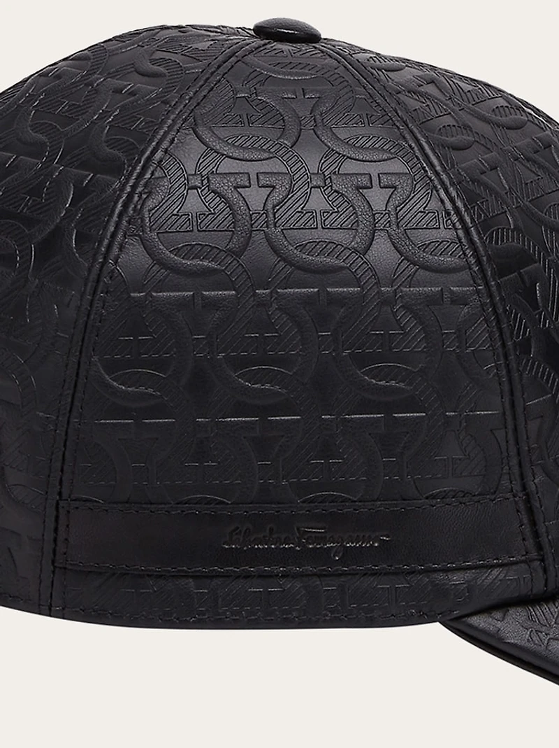 Leather Gancini baseball cap