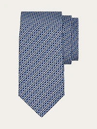 Gancini print silk tie