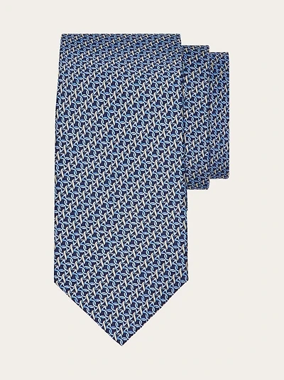 Gancini print silk tie