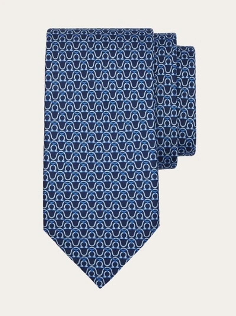 Gancini print silk tie