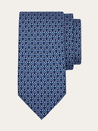 Gancini print silk tie