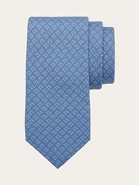 Tetris print silk tie