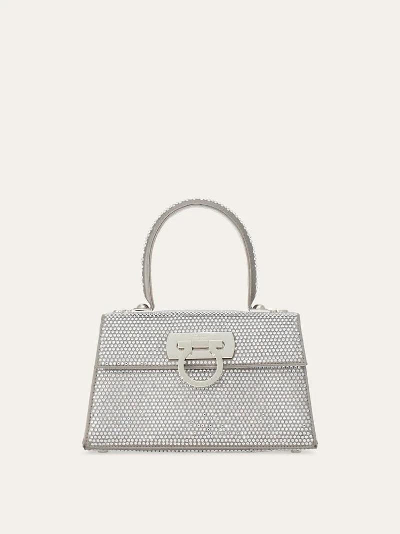 East-West Iconic Top Handle with crystals (S)