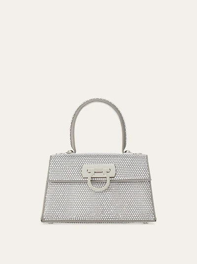 East-West Iconic Top Handle with crystals (S)