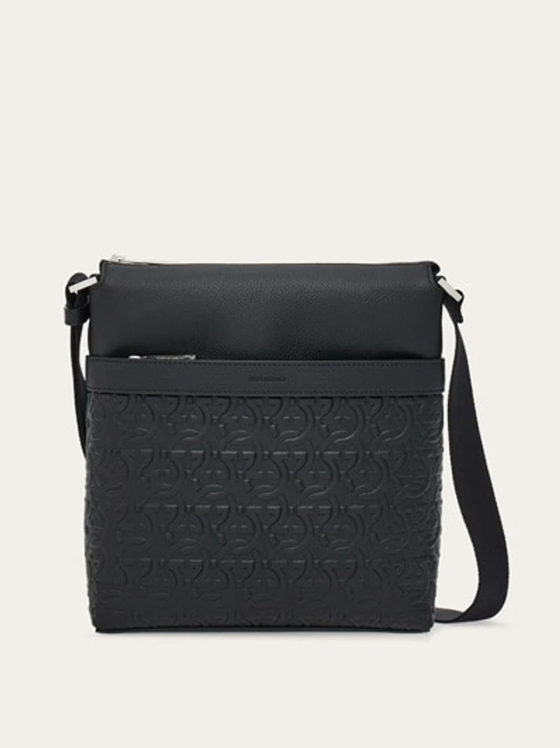 Embossed Gancini messenger bag