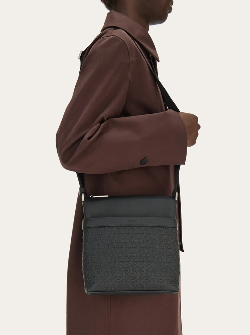 Embossed Gancini messenger bag