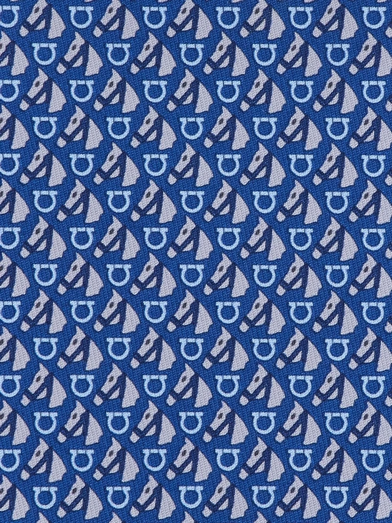 Equestrian print silk tie