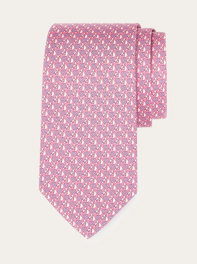Equestrian print silk tie