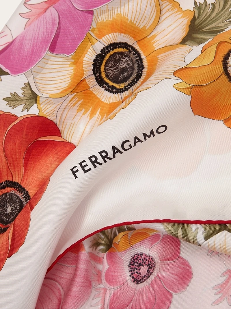 Anemone print silk foulard