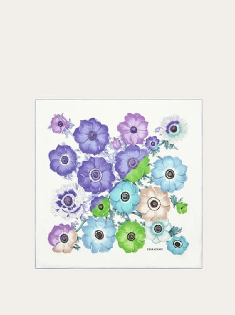 Anemone print silk foulard