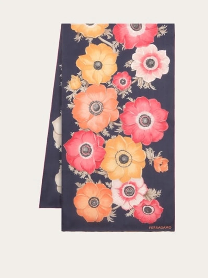 Anemone print silk scarf