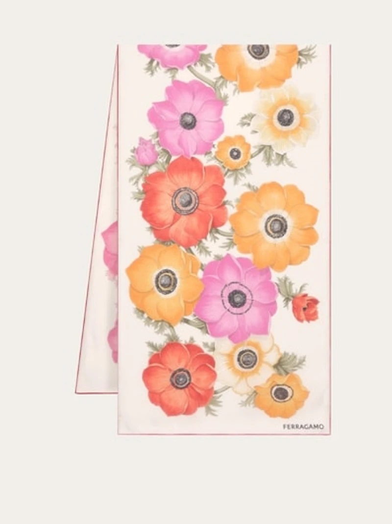 Anemone print silk scarf