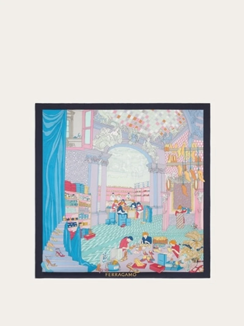 Atelier print silk foulard