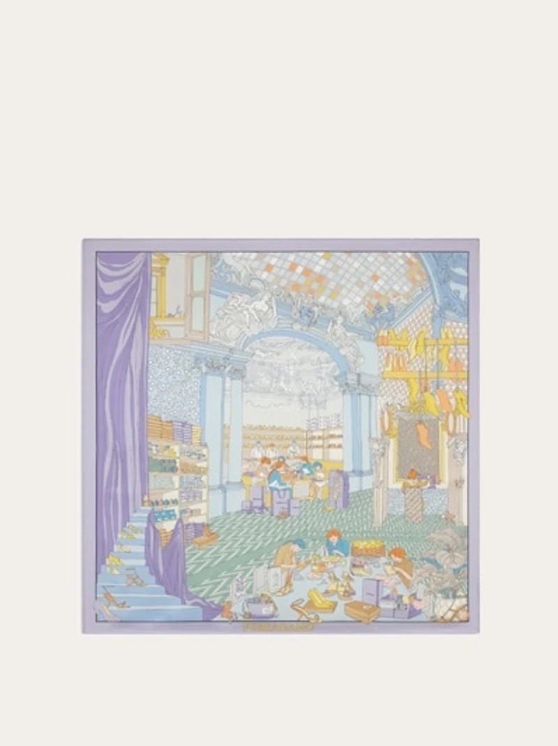 Atelier print silk foulard