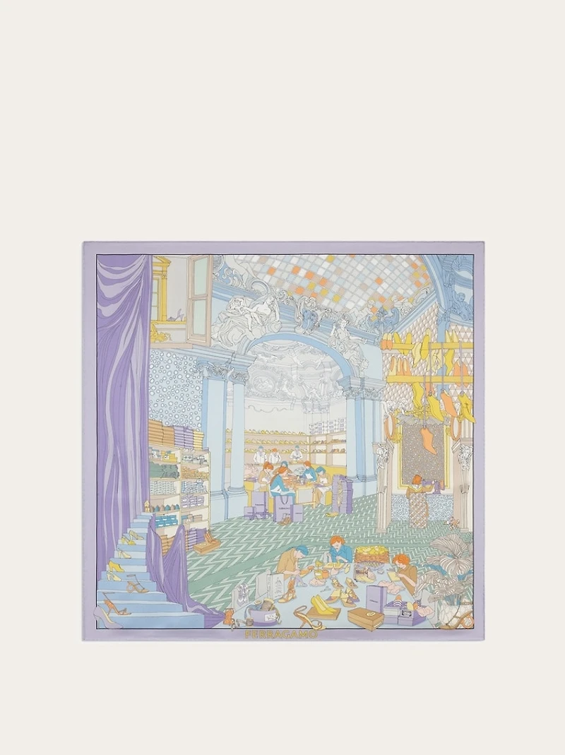 Atelier print silk foulard