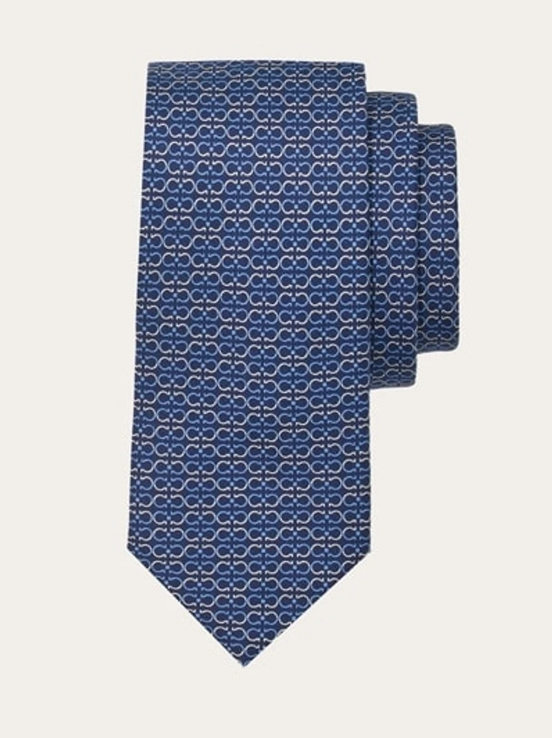 Gancini print silk tie