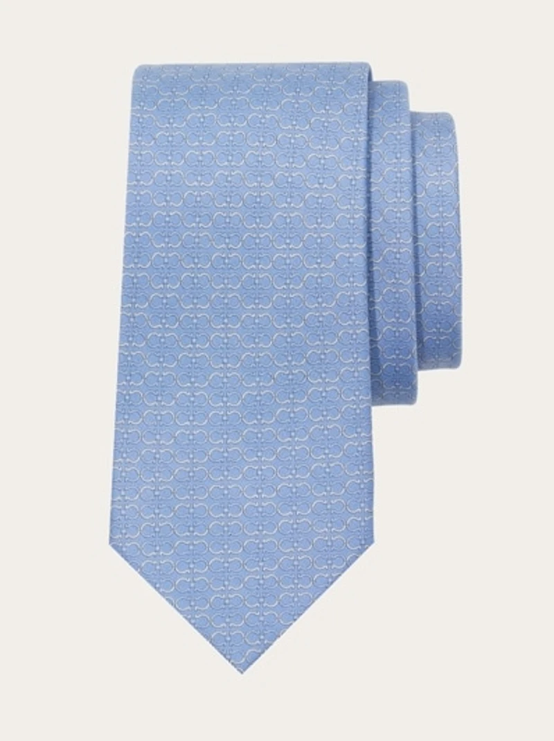 Gancini print silk tie