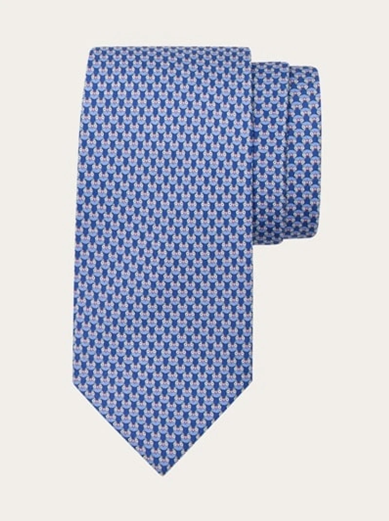 Owl print silk tie