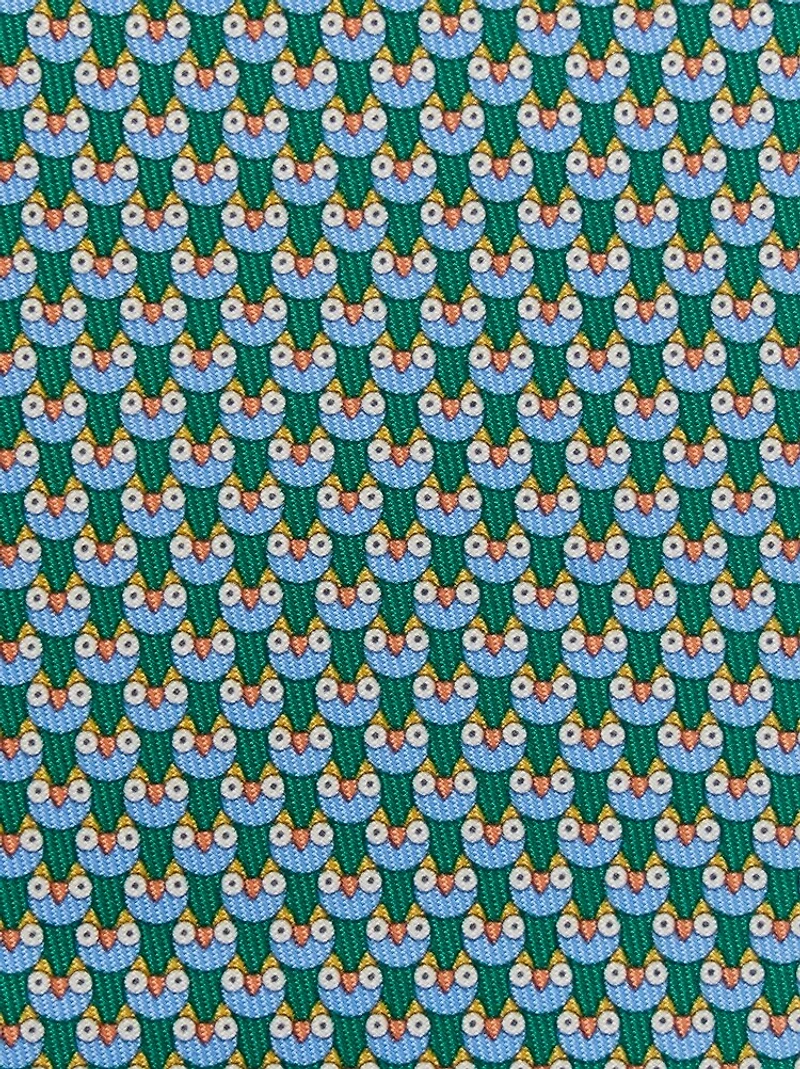 Owl print silk tie