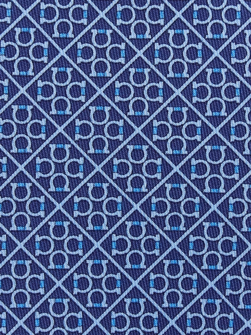 Square Gancini print silk tie