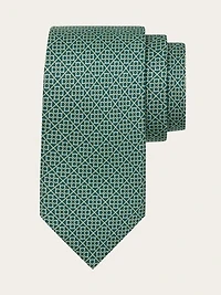 Square Gancini print silk tie