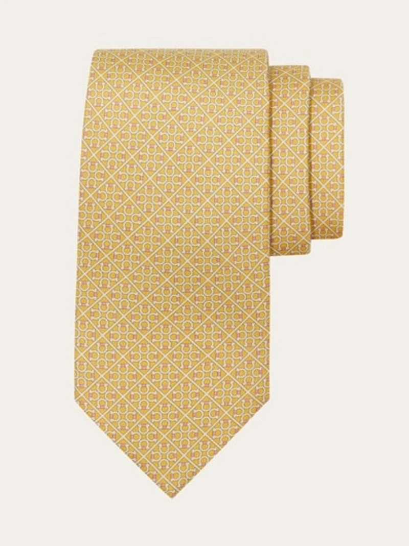 Square Gancini print silk tie
