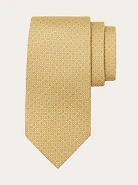 Square Gancini print silk tie