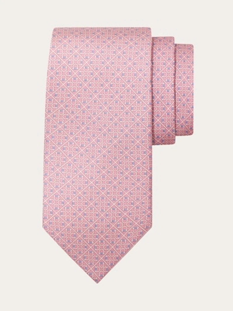 Square Gancini print silk tie