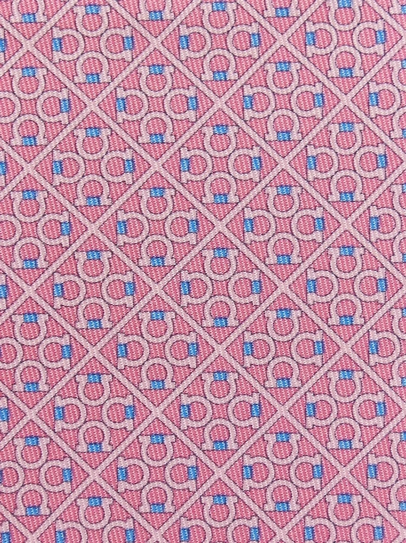 Square Gancini print silk tie