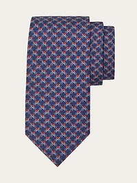 Cyclist print silk tie