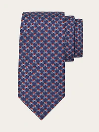 Cyclist print silk tie