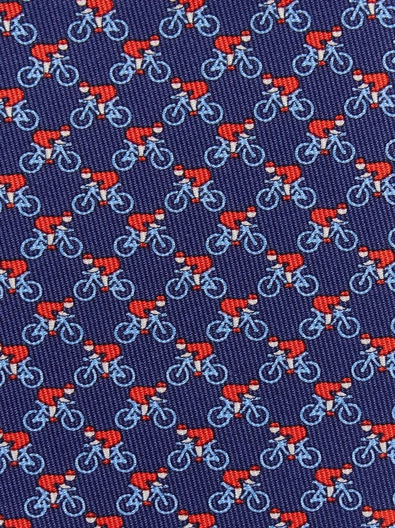 Cyclist print silk tie