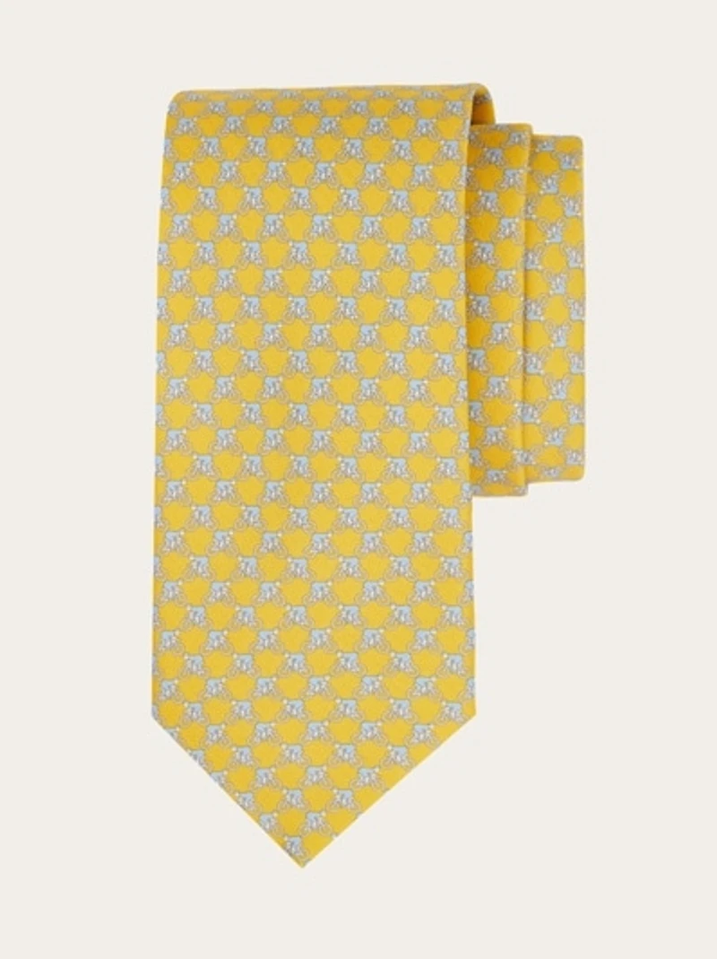 Cyclist print silk tie