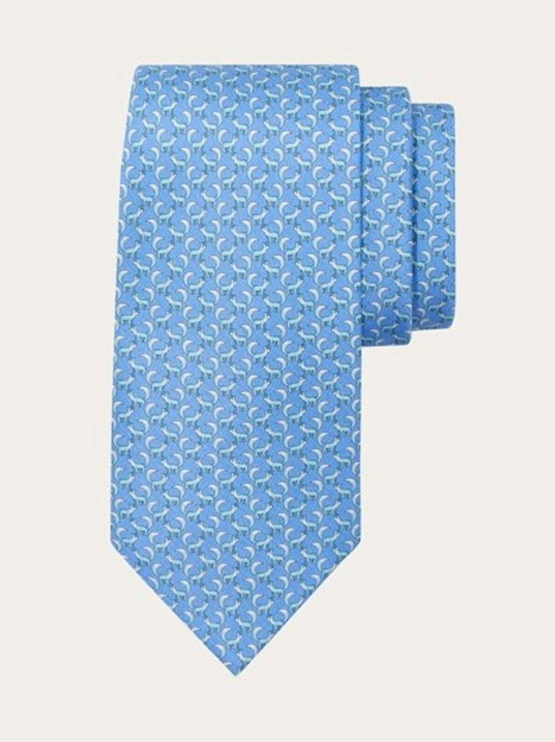 Paw print silk tie