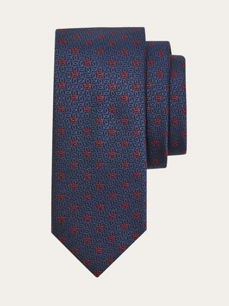 Gancini jacquard tie