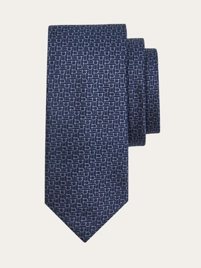 Jacquard tie with diagonal Gancini