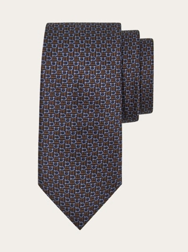Jacquard tie with diagonal Gancini