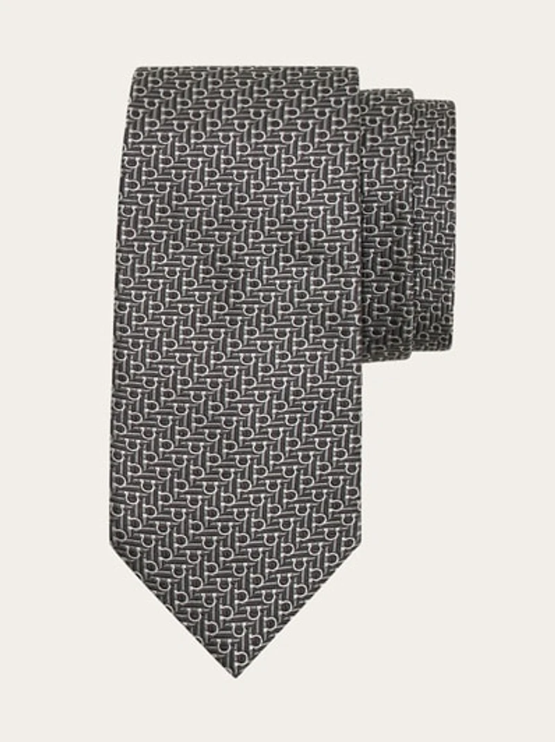 Jacquard tie with diagonal Gancini