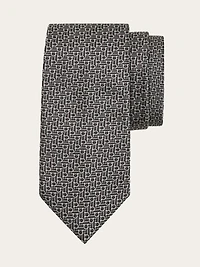 Jacquard tie with diagonal Gancini