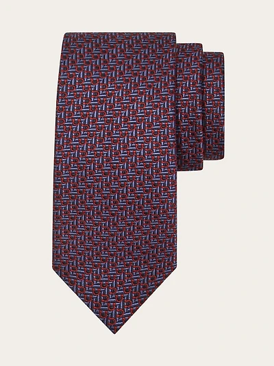 Jacquard tie with diagonal Gancini