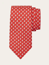 Bulldog print silk tie