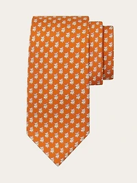 Bulldog print silk tie