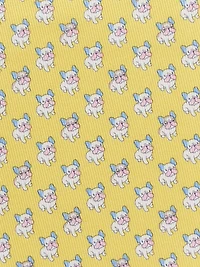 Bulldog print silk tie